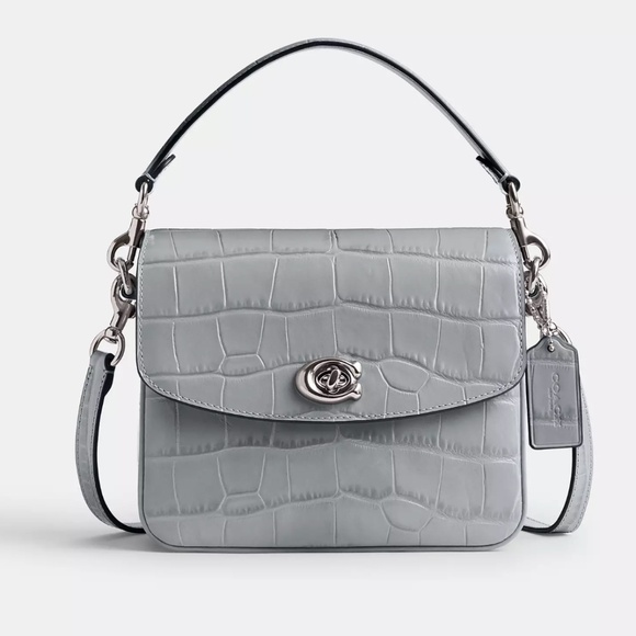 Coach Cassie Crossbody Bag 19 Croc in Silver/Grey Blue NWT with Dustbag - Picture 1 of 11